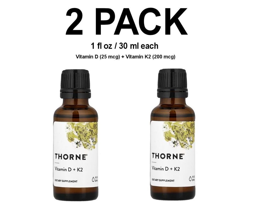 2 PACK, Vitamin D (25 mcg) + K2 (200 mcg), 1 fl oz (30 ml) each