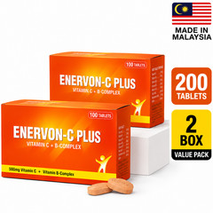 Enervon-C Plus 200 Tablets 2 Boxes Vitamin C B Complex Energy Immune Support