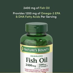 Nature’s Bounty Odorless Fish Oil, 2400 mg 90 Count (Pack of 1) exp 09/2028