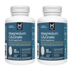 (2-Pack) Magnesium Glycinate Tablets 180 ct — Heart, Bone, Nerve, Muscle Health