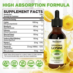 Liposomal L-lysine Monolaurin Liquid Drops, Lysine 0.03 Fl Oz (Pack of 60)