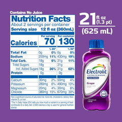 , Electrolyte Beverage, Grape, 21 Fl Oz Bottle (Pack of 12)