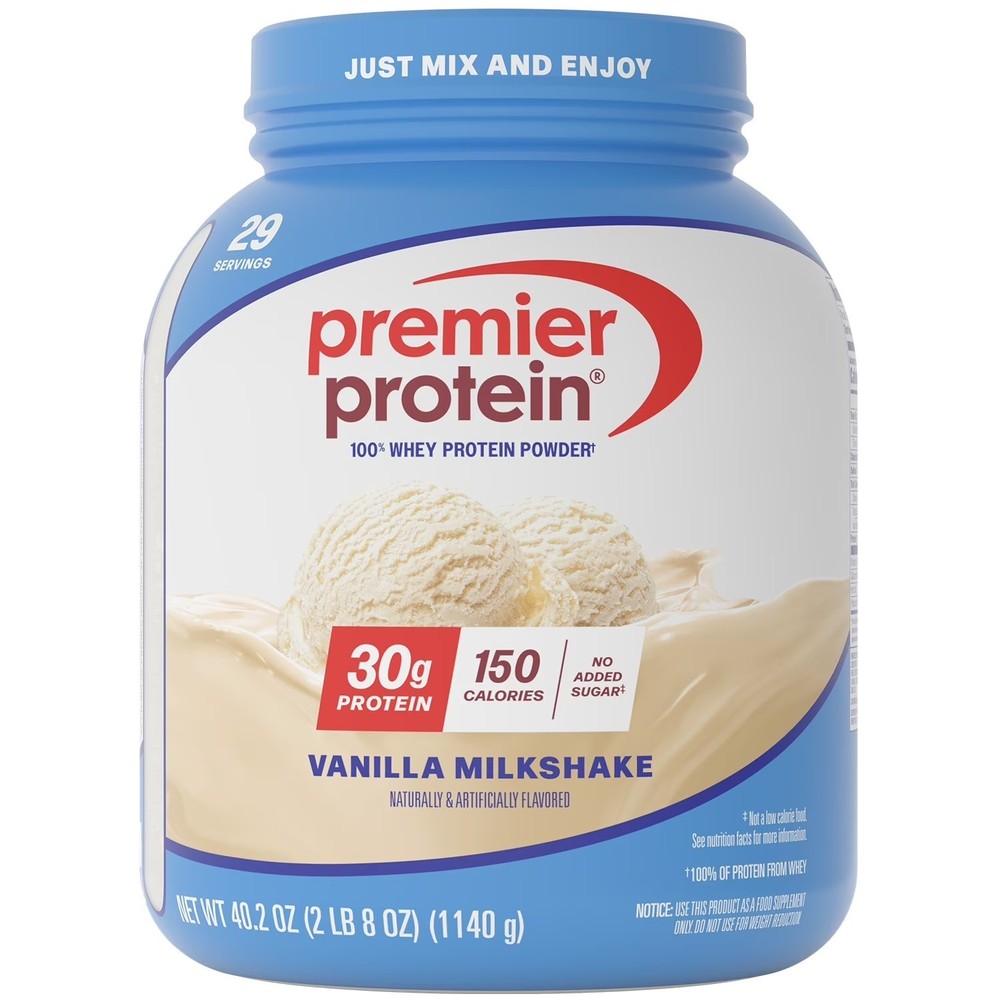 Premier Protein 100% Whey Protein Powder, Vanilla Milkshake, 30g Protein, 29 Ser