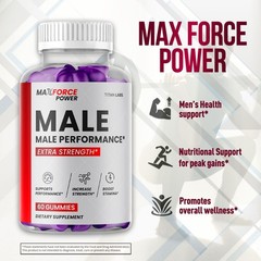 (1 Pack) Max Force Power Male Gummies Advanced Support Supplement 60 Gummies