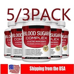 NEW 5/3bottles Blood Sugar Complex w/ Cinnamon, Chromium & Mulberry 60 Capsules