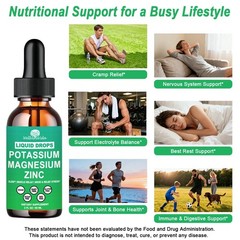 Potassium Magnesium Supplement Liquid, Electrolyte 2 Fl Oz (Pack of 1)
