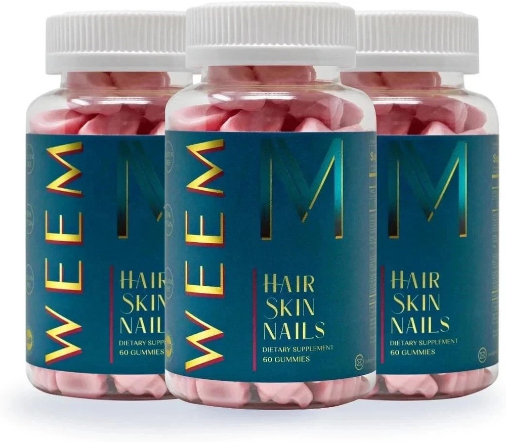WEEM Hair Skin and Nails Gummies, Vegan biotin Vitamins – Healthy Hair (Pack 3)