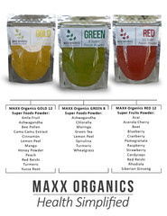 MAXX Organics BEST VALUE 3 Pack GREEN GOLD & REDS Vital SUPERFOOD POWDER 90 Day