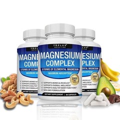 3X Toplux Nutrition Magnesium Complex 1000mg Supports 8 Elemental Magnesium