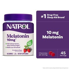 Natrol® Melatonin Gummies, Sleep Support for Adults, Strawberry Flavor, 10mg, 90