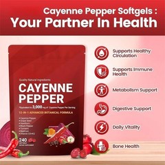 Cayenne Softgels Supplement, Supports Leg VeinHeart and Blood Vessel US Pepper