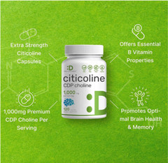 Citicoline CDP Choline 1000mg 120 Caps supports Brain Cognitive Function