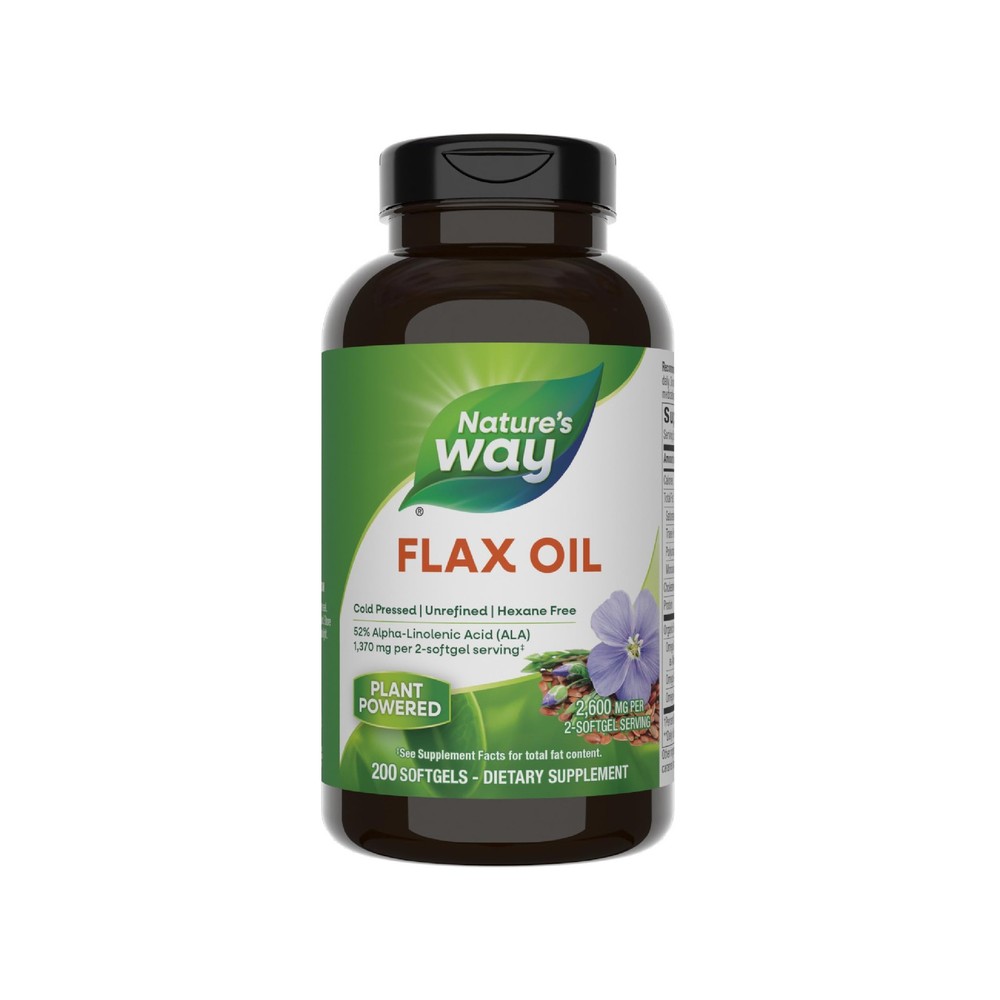 Nature’s Way Flax Oil Max Strength‡, Supports 200 Count (Pack of 1), Gold