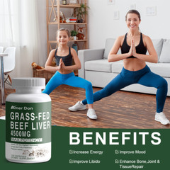 Grass Fed Beef Liver Supplement 4500mg, 120 Count Pasture Raised Non-GMO