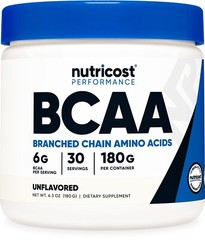 Nutricost BCAA Powder (Unflavored) 30 Servings- 6000mg Per Serving, High Quality