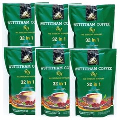 6Pack Wuttitham Coffee Instant Mixed Herb 31 in 1 Weight Control 90 Sachets
