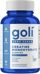 Goli Creatine Monohydrate Gummies 60 Count Zero Sugar Gluten-Free Exp 10/2027