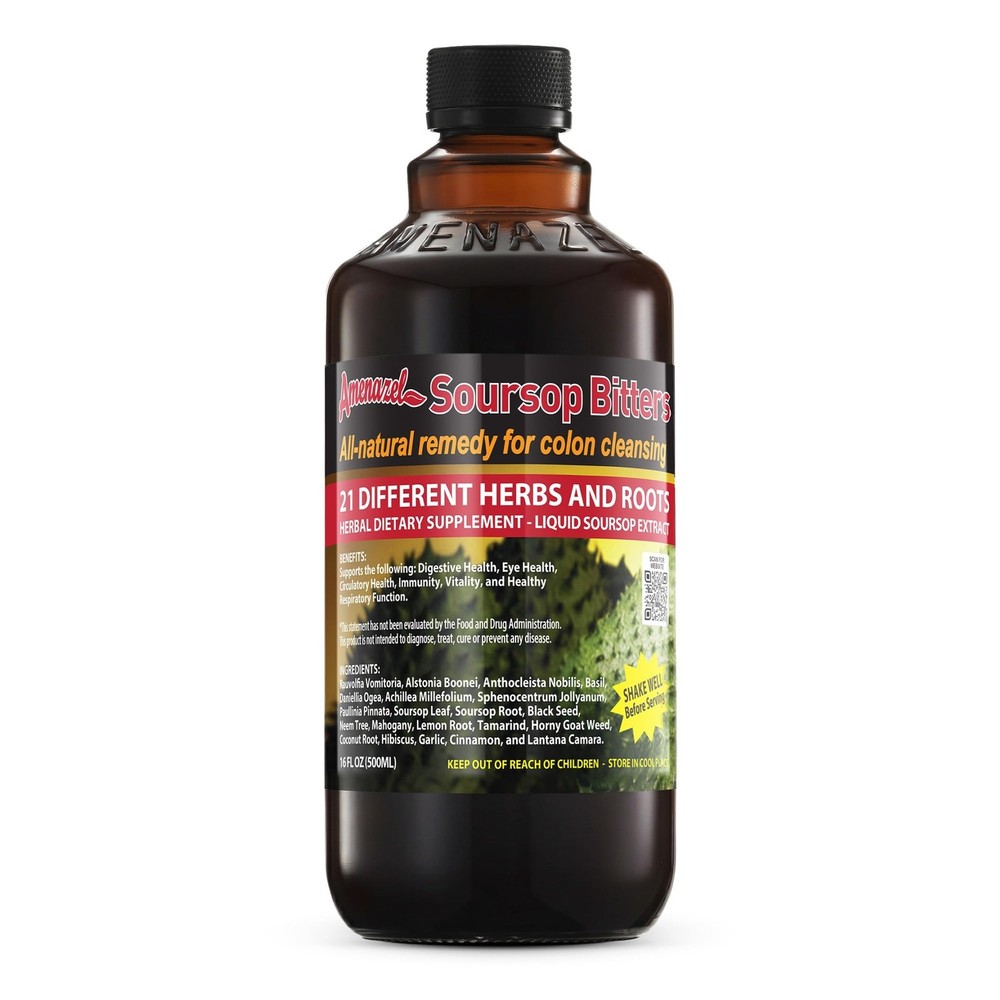 Amenazel Organic Soursop Bitters, 16 fl oz 16 Ounce (Pack of 1), Clear