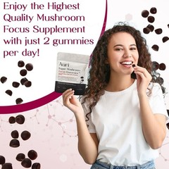 New Mushroom Focus Gummies Lion’s Mane Alpha GPC Rhodiola 60 Vegan Gummies