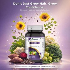5 Pack VITA.NEEDS Biotin 60 Veg Caps Plant Based