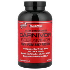 2 X MuscleMeds, Carnivor Beef Aminos, 100% Pure Beef Protein, 300 Tablets
