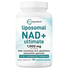 NEW NAD+ Supplement with Glutathione, Resveratrol, Astaxanthin – 10-in-1 Formula