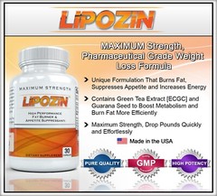 MOST EXTREME FAT BURNER & APPETITE SUPRESSANT: Lipozin Weight Loss Pills, 30 ct.
