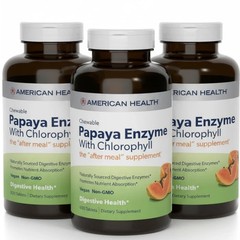 American Health Chewable Papaya Enzyme with Chlorophyll – 600 Tabs (Pack of 3)
