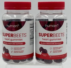 Lot of 2 SuperBeets Heart Gummies Strawberry Beetroot Grape Seed 60ct EXP03/27