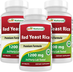 3 Pack Best Naturals Red Yeast Rice 1200 mg 120 Tablets