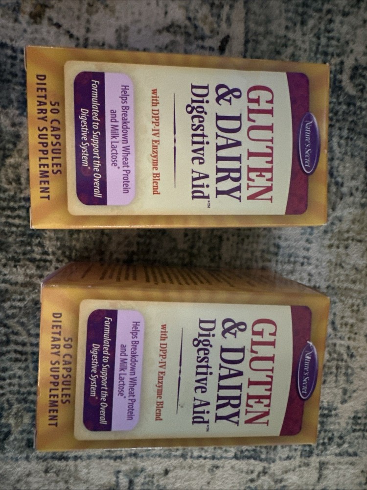 2 PACK- Natures Secret GLUTEN & DAIRY Digestive Aid DPP-IV Enzyme 50 capsules