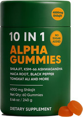 10-in-1 Shilajit Gummies for Men, 4000mg Energy & Immune Support, 60ct