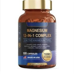 Magnesium 12 Complex 1 in 700mg – Glycinate Citrate Malate Taurate 120 Caps Gift