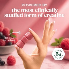Bloom Creatine Gummies 5g–Sugar Free,Berry Boost for Strength & Cognitive, 36ct