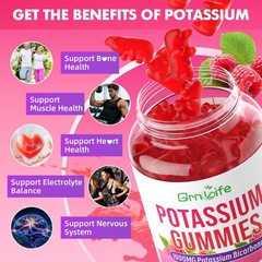Potassium Gummies 1000mg, Bicarbonate 60 Count (Pack of 1)
