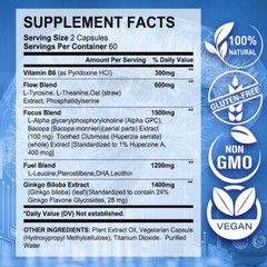 Brain Booster,120 Capsules, Memory,Cognitive,Focus,Brain Health
