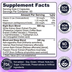 120 Night Time Fat Burner for Weight Loss Support Sleep Aid Appetite Suppressant