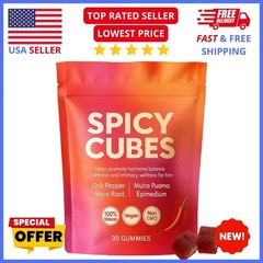 Spicy Cubes Hot Peach Gummies With Chili Pepper, Maca Root And Muira Puama Gummy