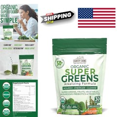 Organic Super Greens Powder Blend 30 Servings for Healthy Digestion and Energy