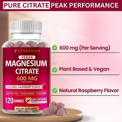 Vitboost Magnesium Citrate Gummies 600mg – 120 Count