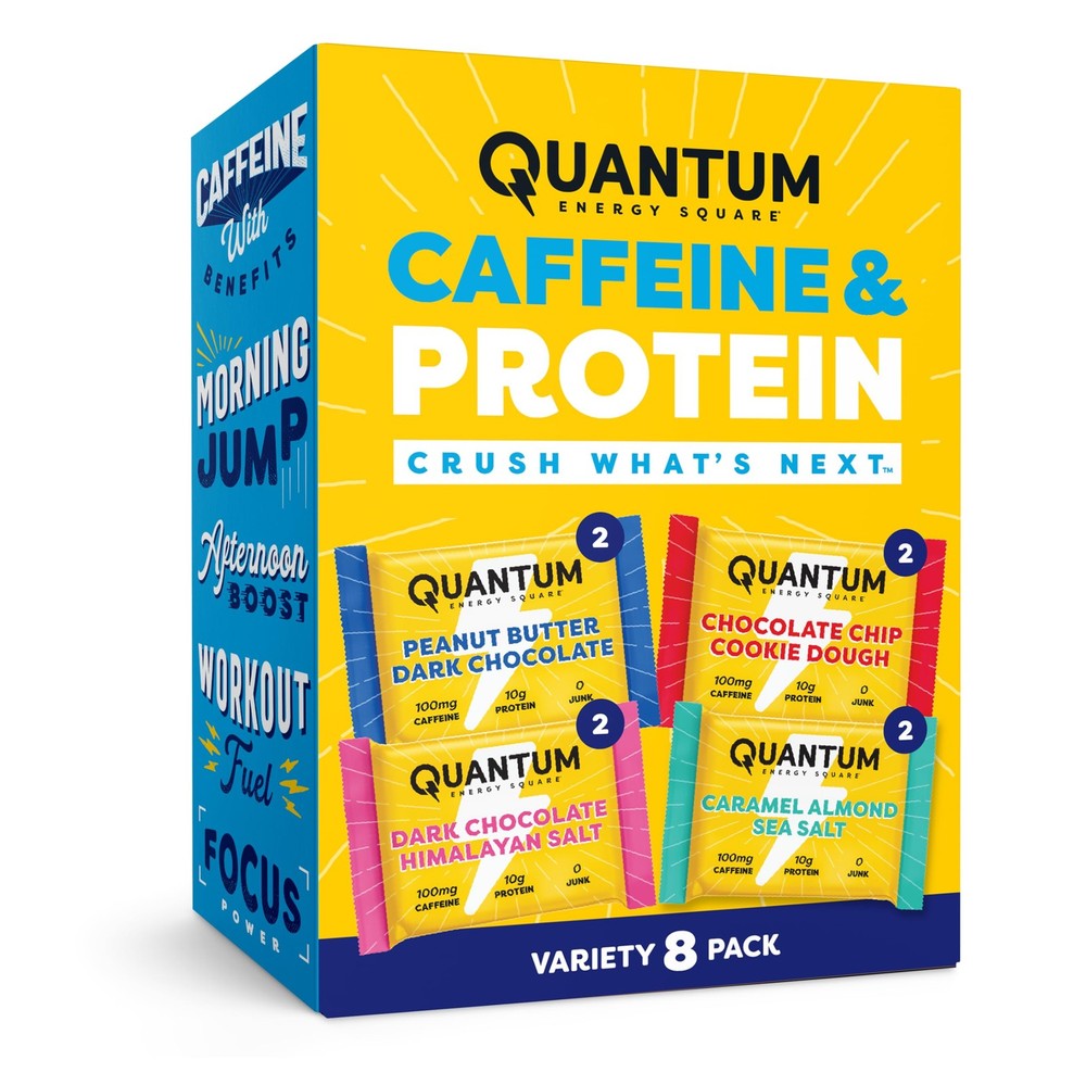 Quantum Energy Square: Bar with Caffeine & 10g 8 Count (Pack of 1)