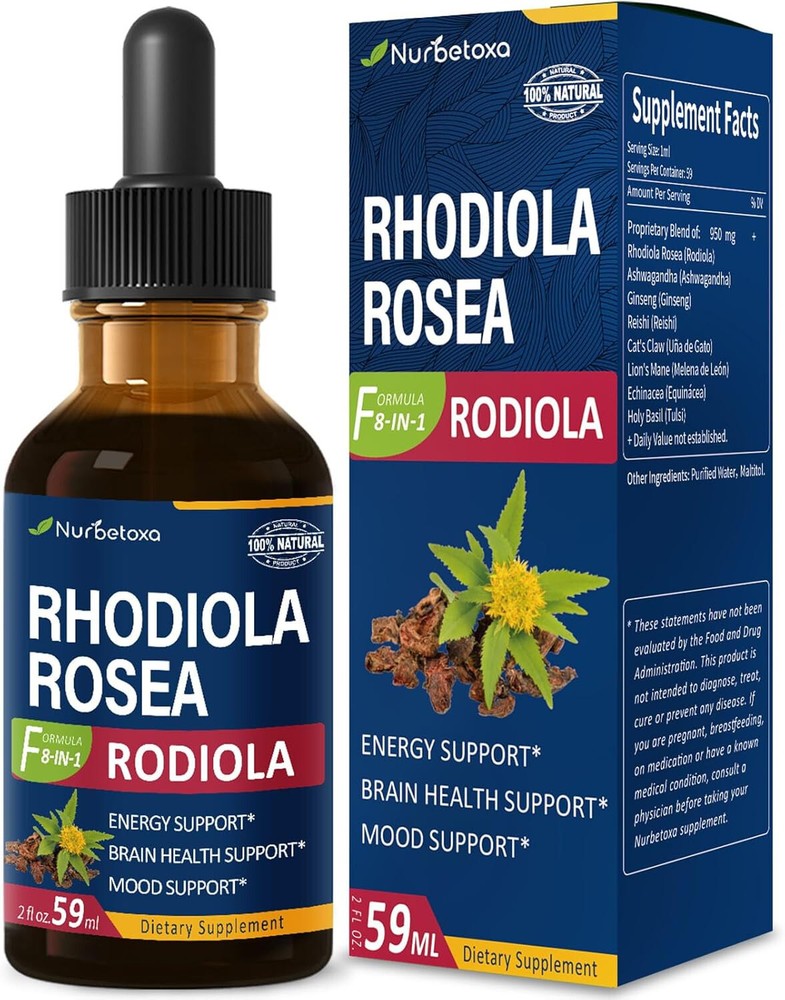 Nurbetoxa Rhodiola Rosea Drops, Herbal Extract Blend for Energy Support, Brain