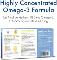 , Unocardio 1000 Fish Oil, 1300 Mg of Pure Triglyceride Fish Oil with Omega-3 (1