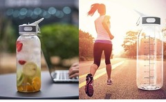 32oz tritan plastic sports water Bottle with Flip Top 33.8 Ounces, Clear