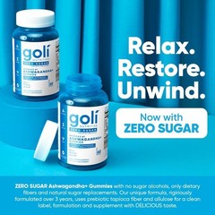 3 BottlesGoli Zero Sugar Trio -ACV Ashwagandha & Probiotic Gummies60 Caps/Bottl