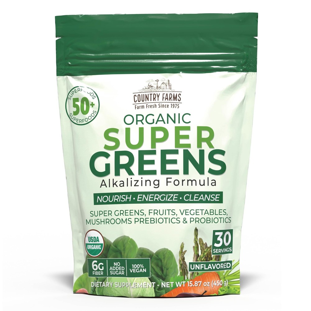 Country Farms Super Greens Natural Flavor, 50 Organic 15.87 Ounce (Pack of 1)