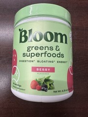 Blooms Super Greens & Superfoods Powder, Berry Flavor 96 Servings (2 Cans)
