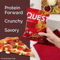 Quest Tortilla Style Protein Chips, Ques19g Protein,Pizza Flavor,1.1oz Bags,4 ct