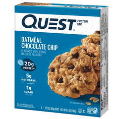Quest Protein Bar, Oatmeal Chocolate Chip, 20g Protein, Gluten Free, 4 Count