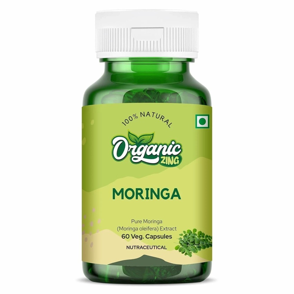 Organic Zing Moringa Oleifera Extract 800mg Capsules, 60 Veg Capsules. L963